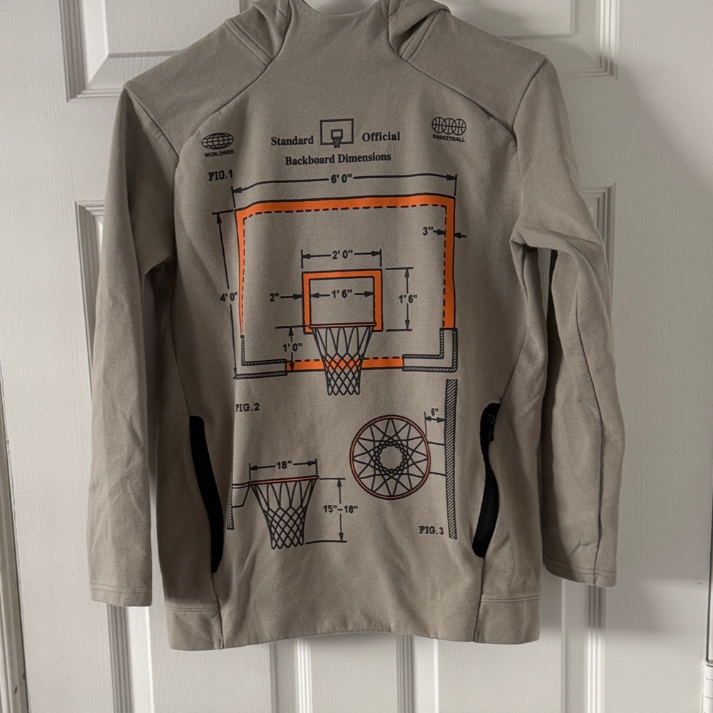 Old Navy Tan Hoodie with Basketball Print - Kids XL (14-16)